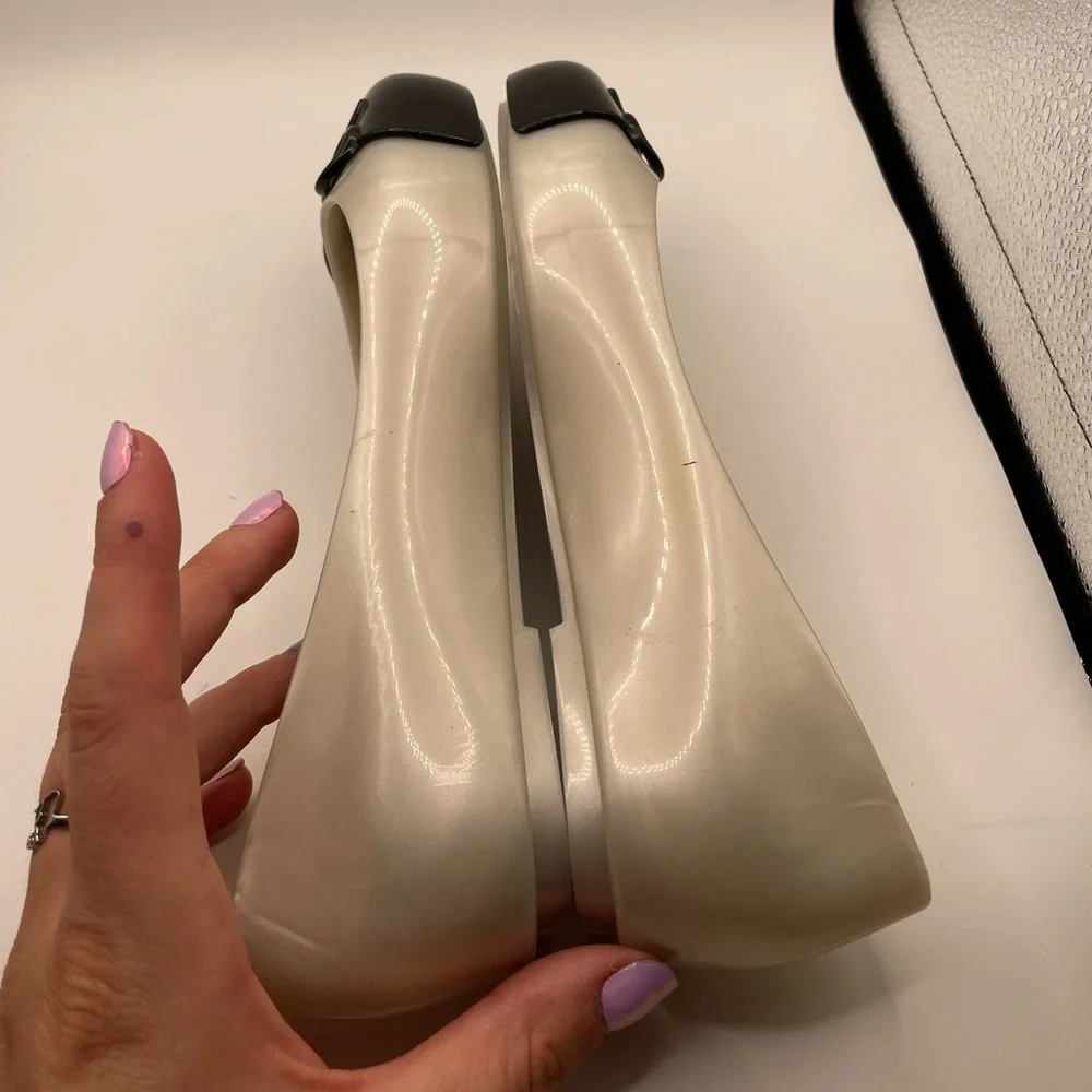 Mini Melissa Vegan Black and Cream now Flats size 3 girls